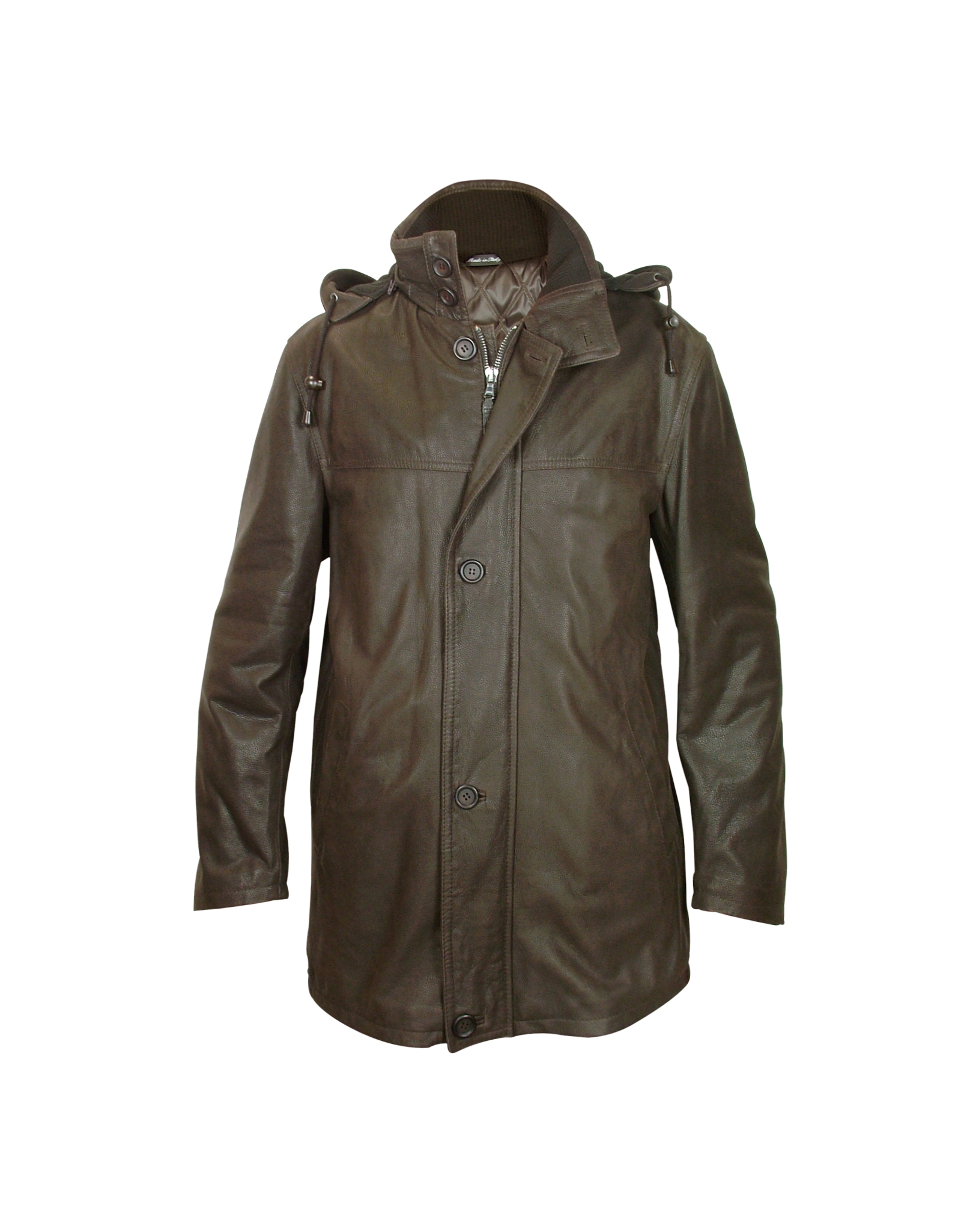 Forzieri Detachable Hood Dark Brown Leather Car Coat in Brown for ...