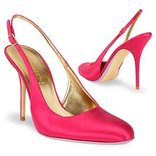 Shoeniverse: FNSA - FORZIERI Pink Magenta Satin And Leather Slingback  Evening Pump Shoes