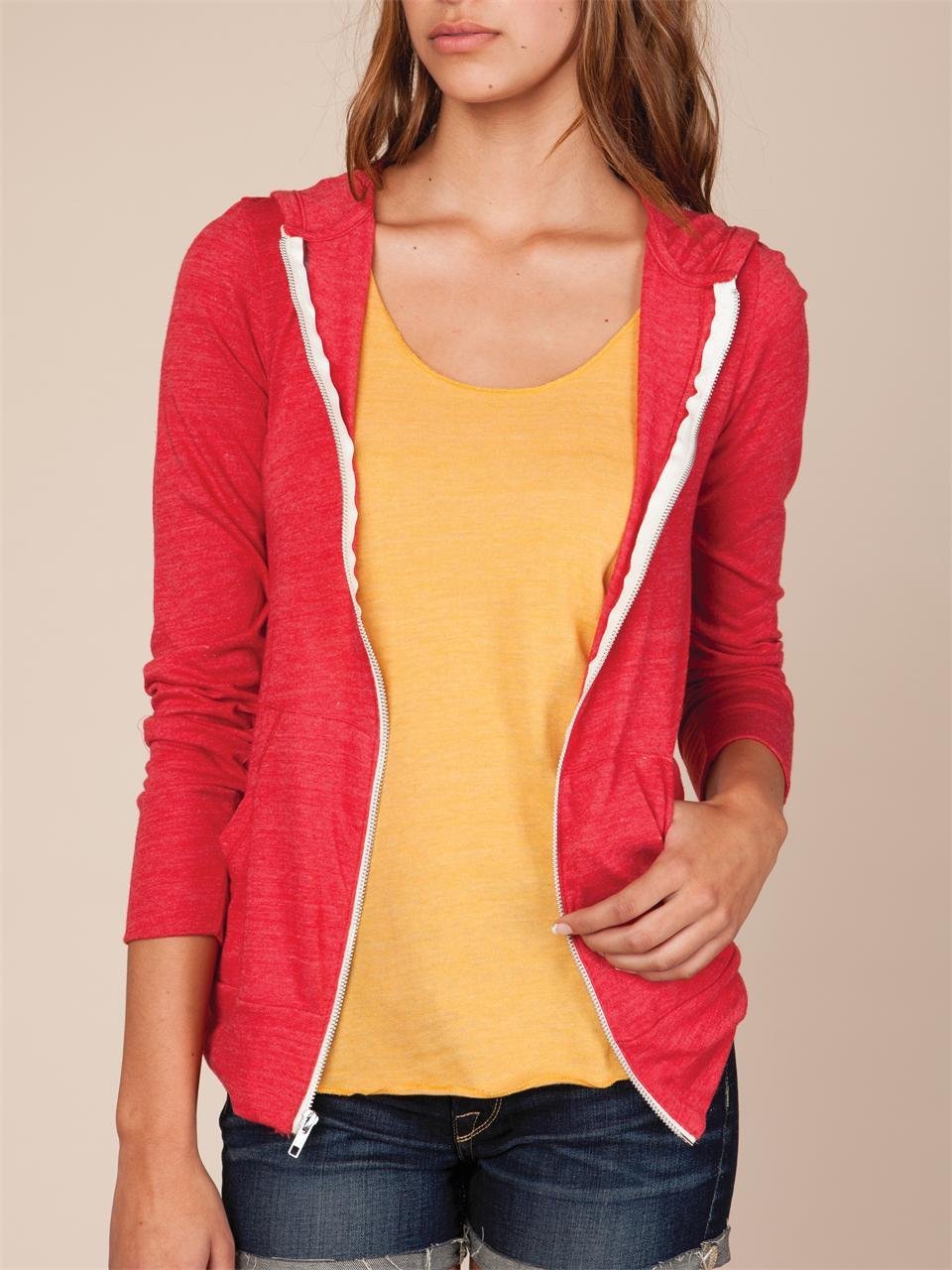 Alternative apparel Womens Ecoheather Zip Hoodie in Red  Lyst
