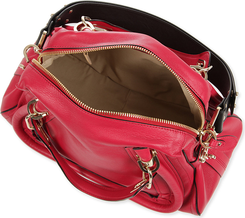 Chlo Paraty Military Medium Shoulder Bag in Red (peony red) | Lyst  