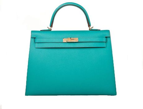 Hermès 35cm Blue Paon Epsom Kelly Sellier with Gold in Blue | Lyst