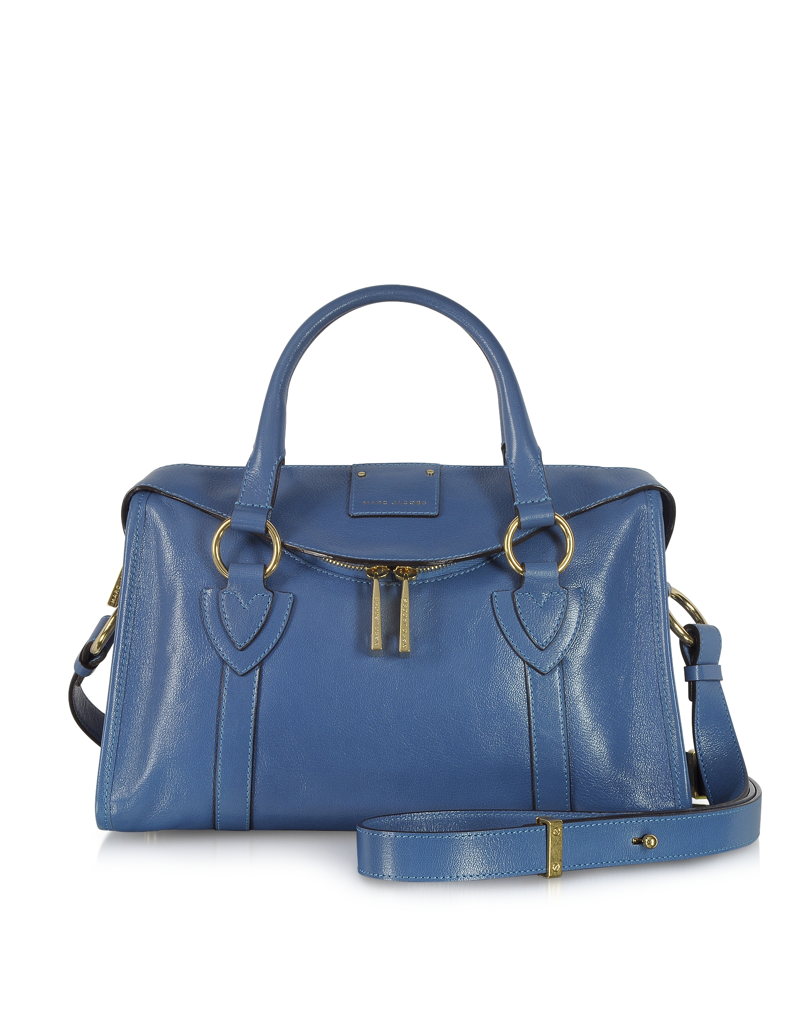 Marc Jacobs Small Fulton Denim Blue Leather Satchel Bag Wshoulder Strap ...