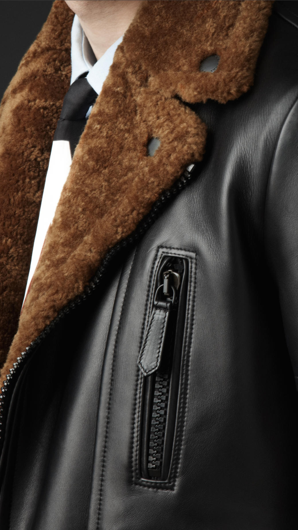 Lyst Burberry Prorsum Shearling Detail Biker Jacket In Black For Men Gallery