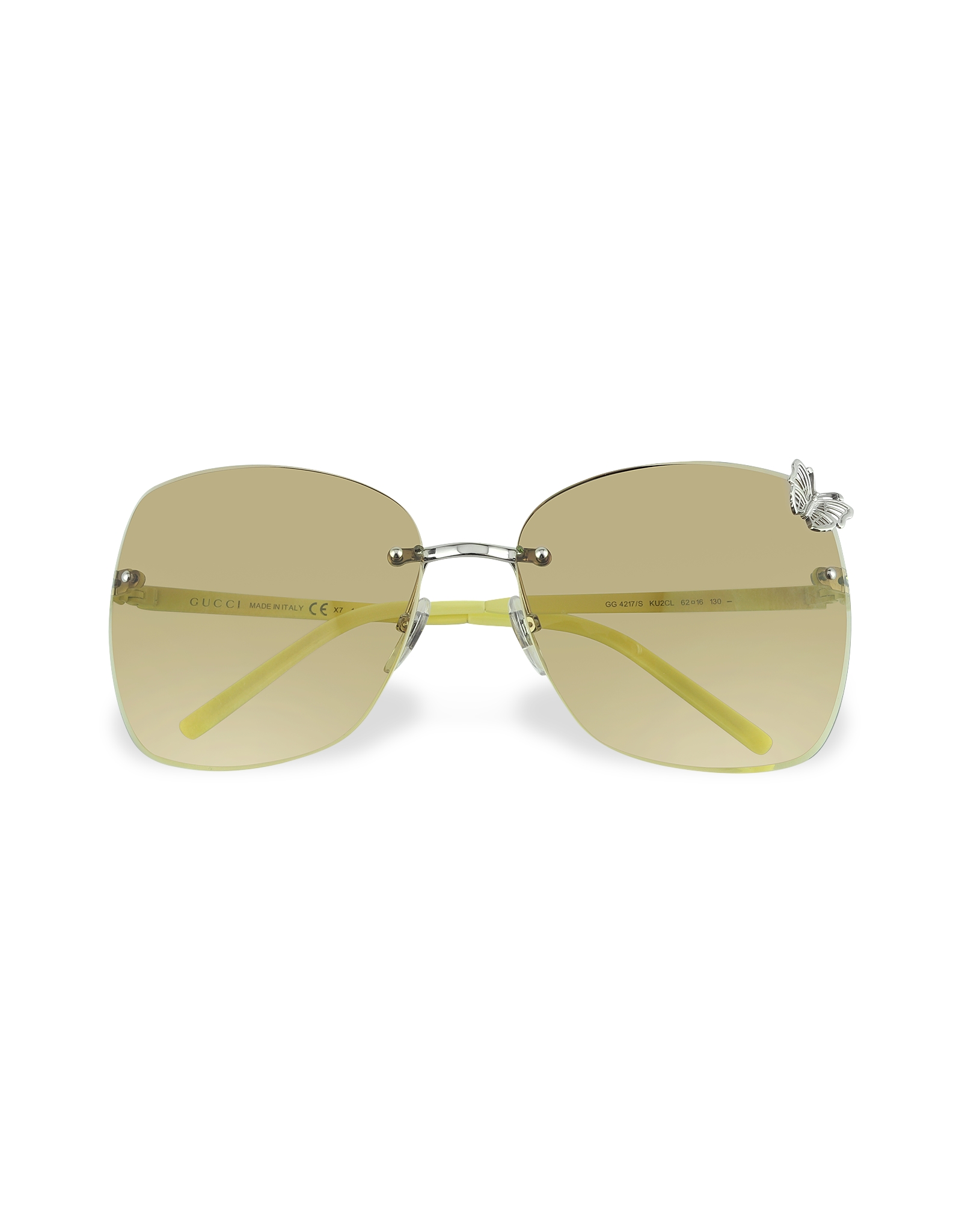 Gucci Flora Butterfly Rimless Sunglasses In Metallic Lyst