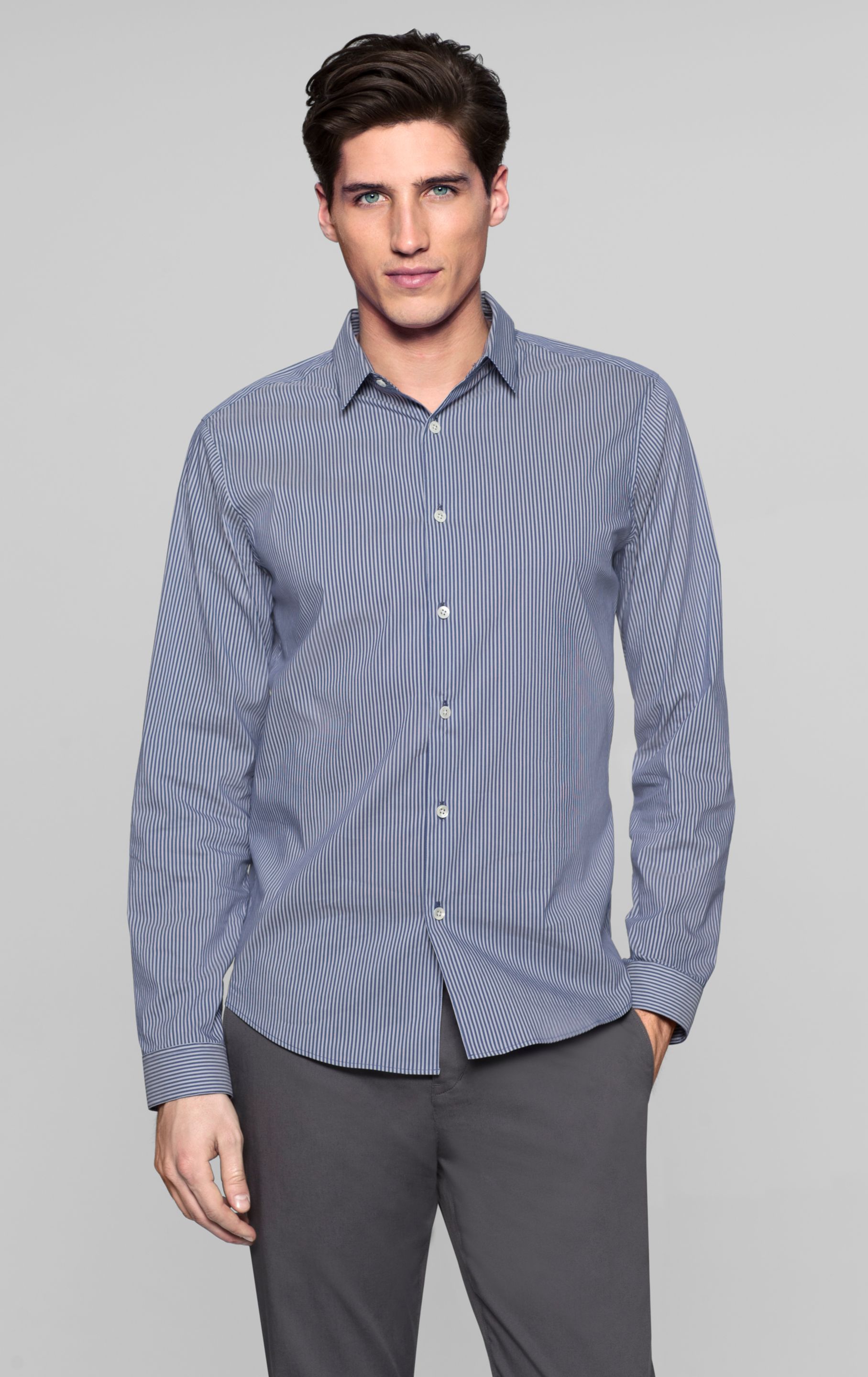 Theory Stephan Cotton Blend Shirt in Blue for Men | Lyst
