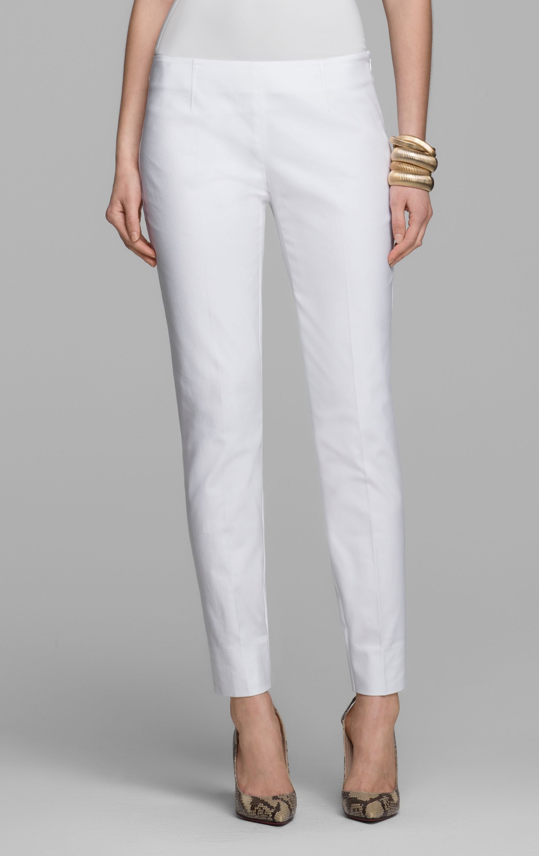 Lyst Theory Belisa Cotton Blend Pant in White