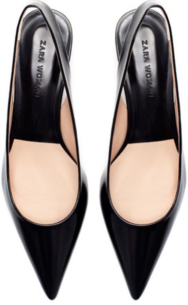 Zara Lace Heel Vamp Shoe in Black | Lyst