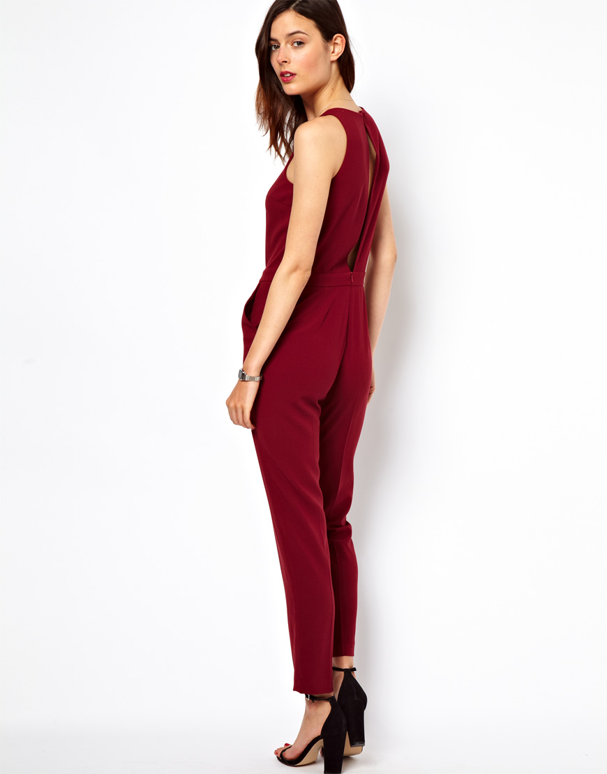 Lyst - ASOS Jumpsuit with Chic Racer Detail in Red