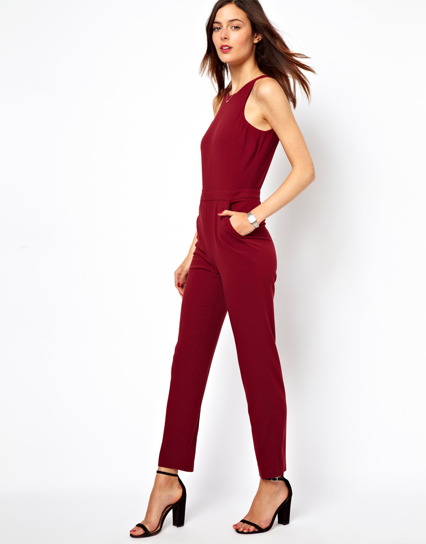 Lyst ASOS Jumpsuit with Chic Racer Detail in Red