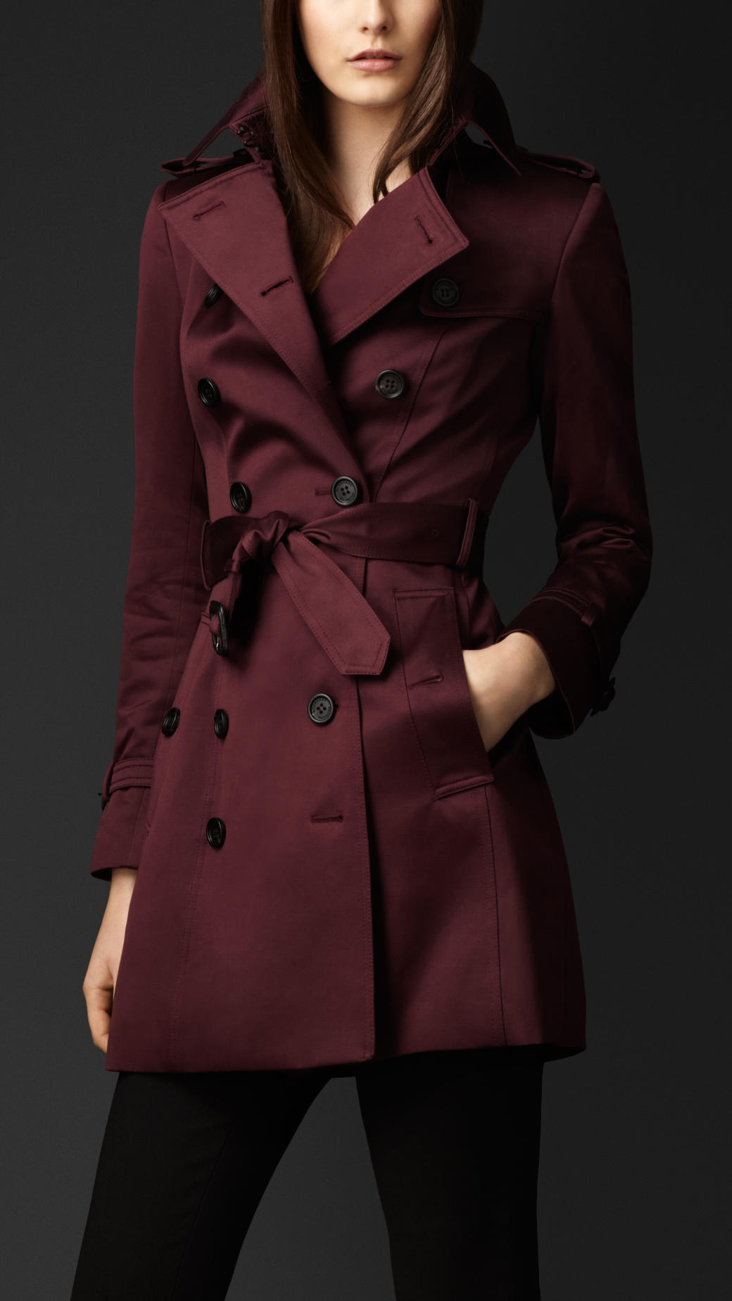 Burberry Prorsum Cotton Sateen Trench Coat in Deep Claret (Purple) - Lyst