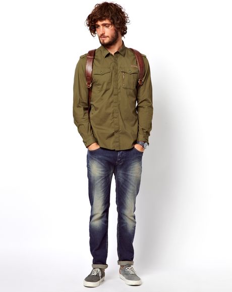 New Balance Diesel Shirt Military Roll Sleeve Siranella in Green for ...