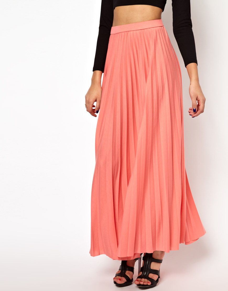 Lyst - River Island Pleated Maxi Skirt in Gray