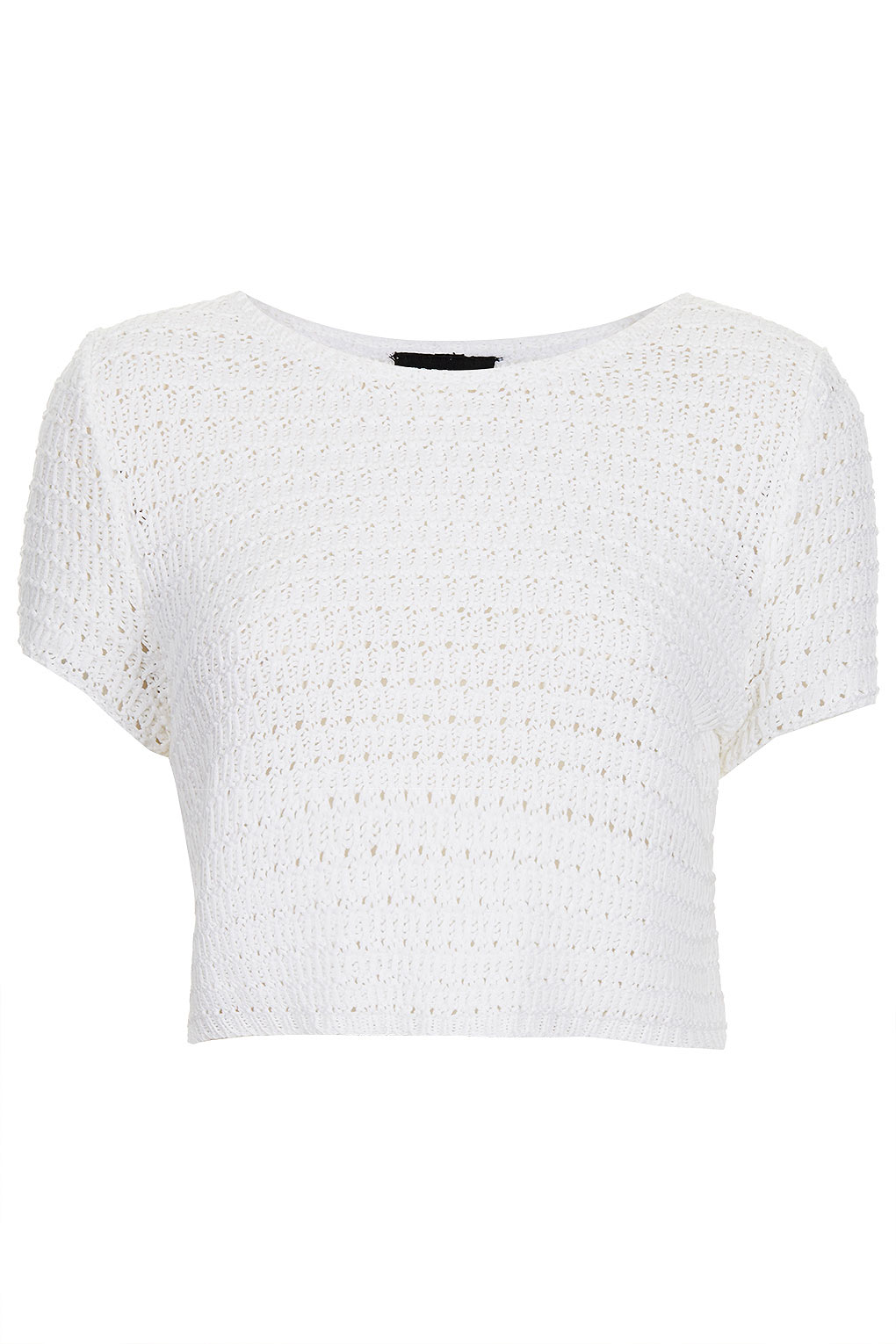 Topshop Knitted Crochet Crop Top in White | Lyst