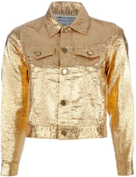Comme Des Garçons Cropped Metallic Jacket in Gold (yellow & orange) | Lyst