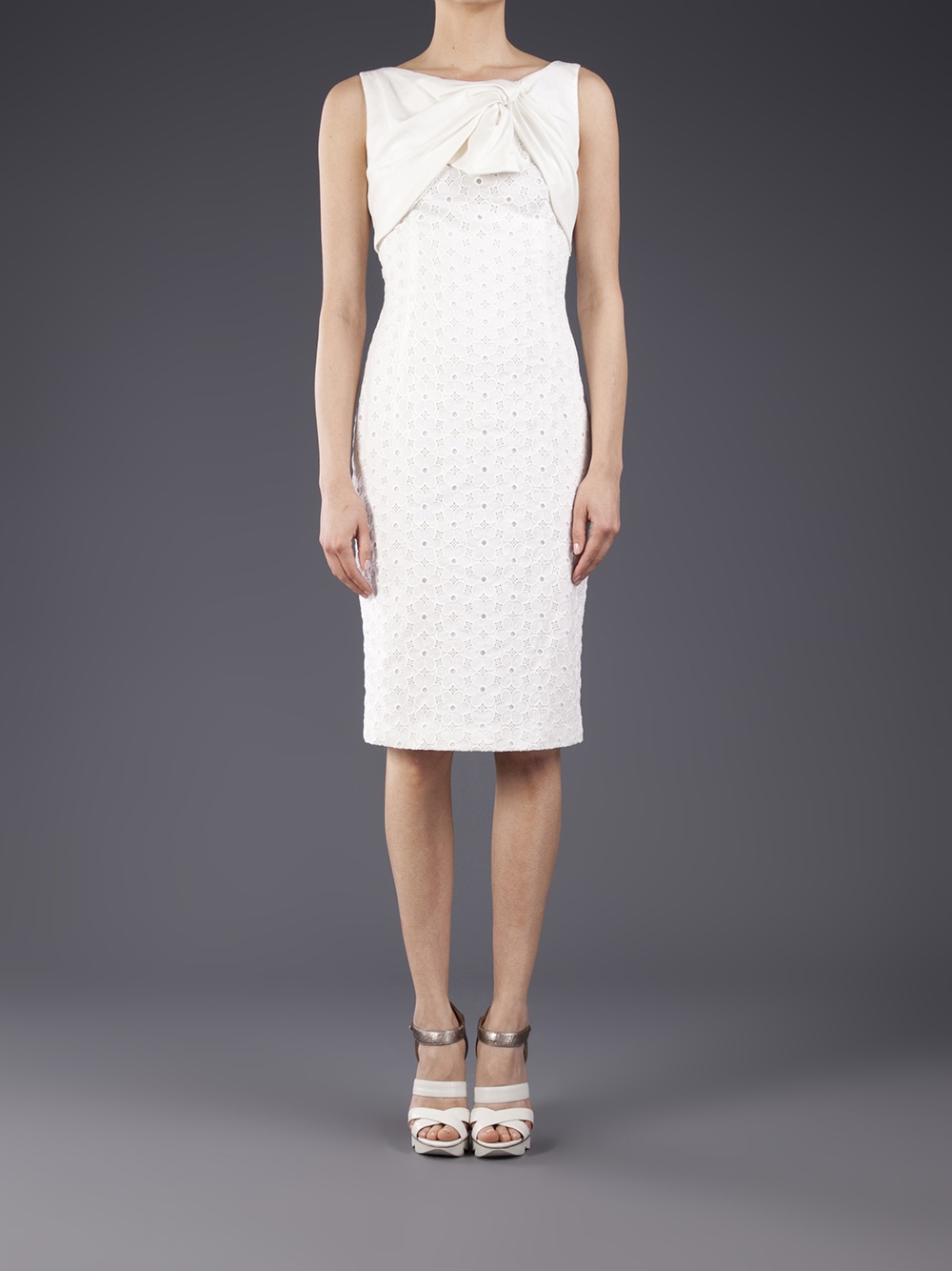 Giambattista valli Fitted Twist Bow Dress in White | Lyst