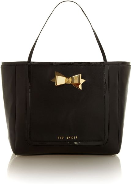 Ted Baker Saffiano Bow Large Tote in Black | Lyst