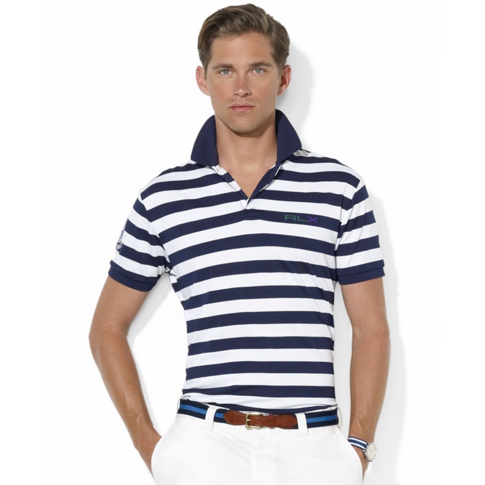 Ralph Lauren Rlx Wimbledon Shortsleeved Striped Tech Polo Shirt in Blue ...