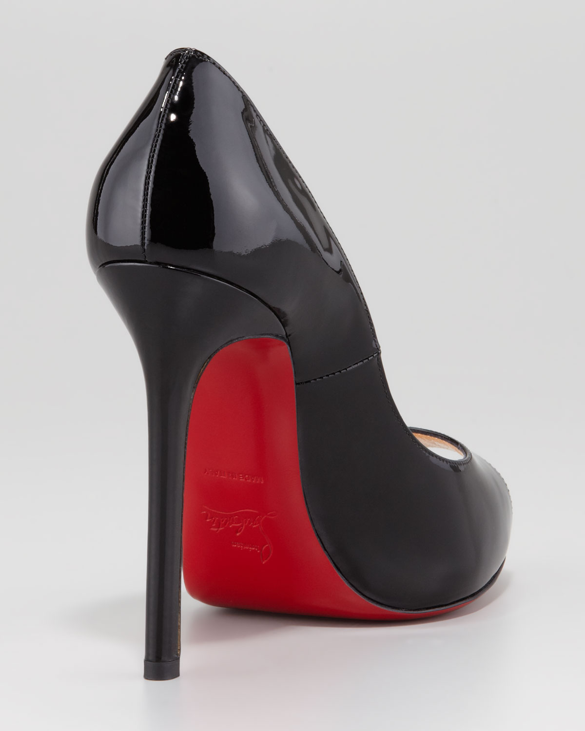Christian louboutin Flo Patent Leather Red Sole Peeptoe Pump in Black ...