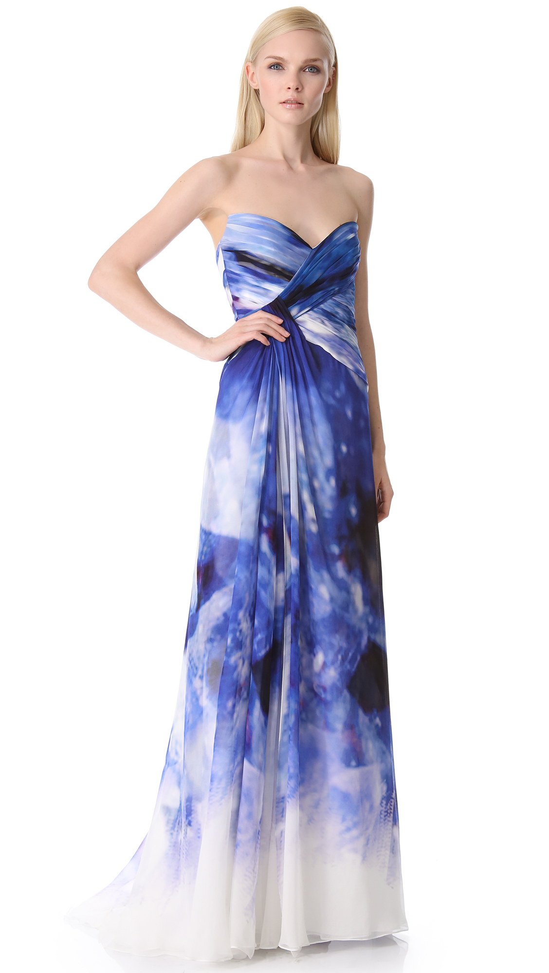 strapless ruched gown