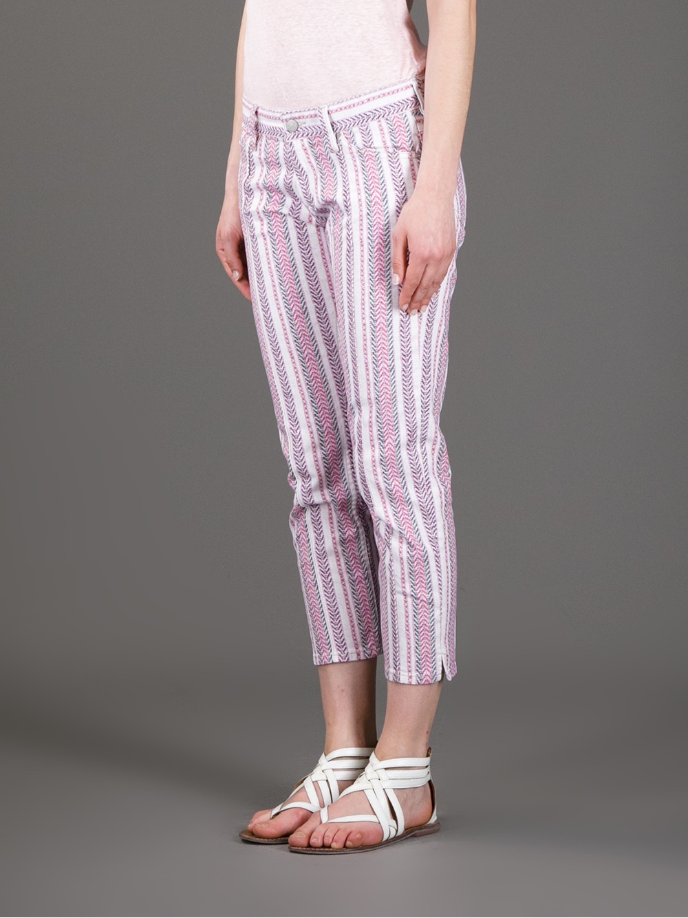 striped jean pants