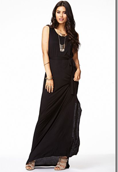Forever 21 Cutout Jersey Knit Maxi Dress in Black | Lyst