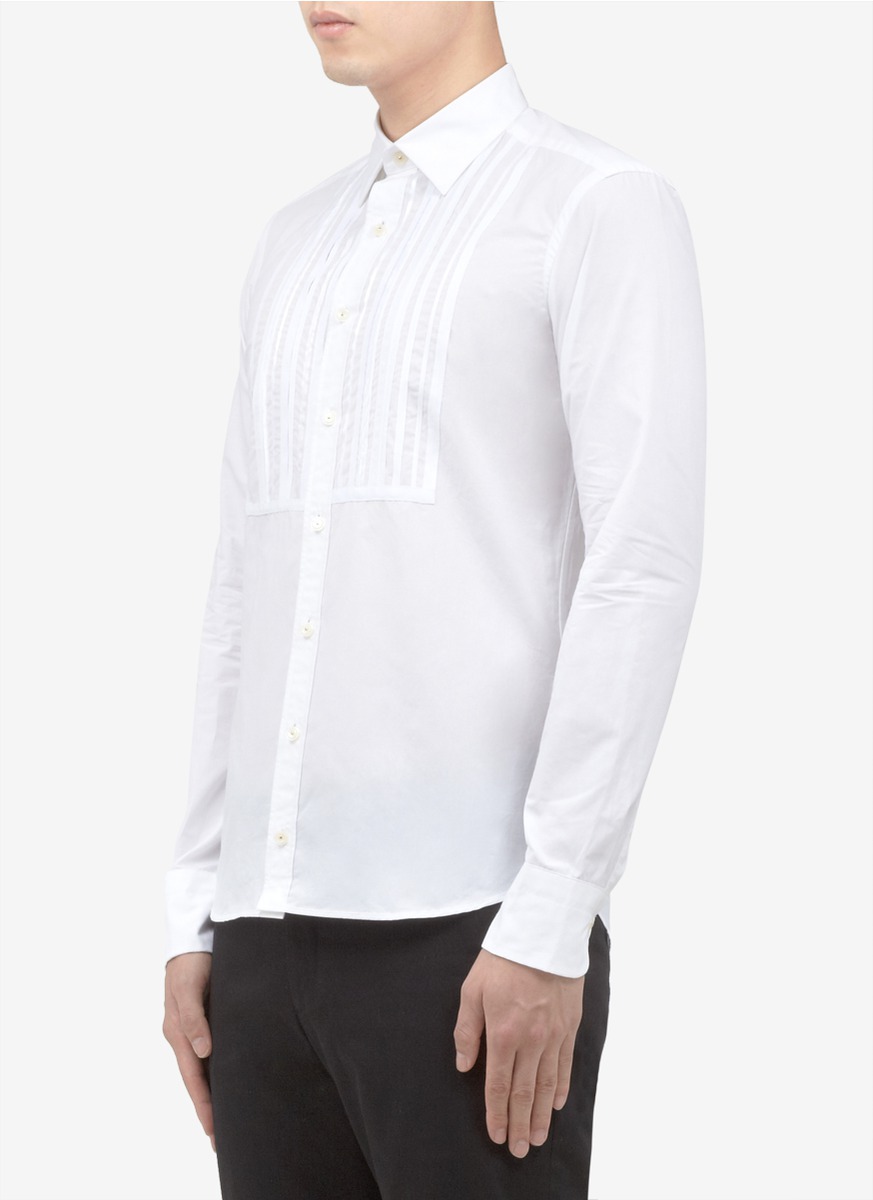 Lyst - Kolor Grosgrain-ribbon Trim Tuxedo Shirt in White for Men