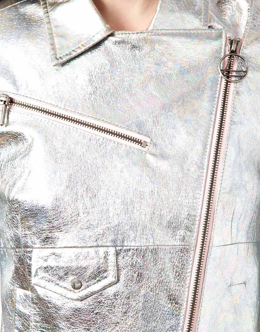 Lyst - Eleven Paris Holographic Leather Biker Jacket in Metallic