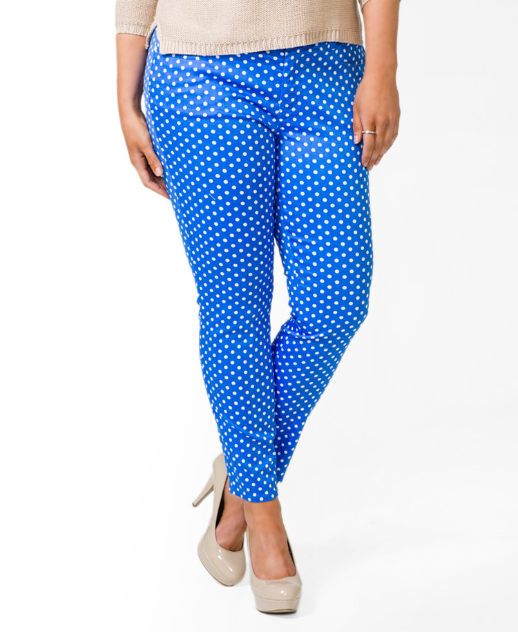 blue polka dot pants