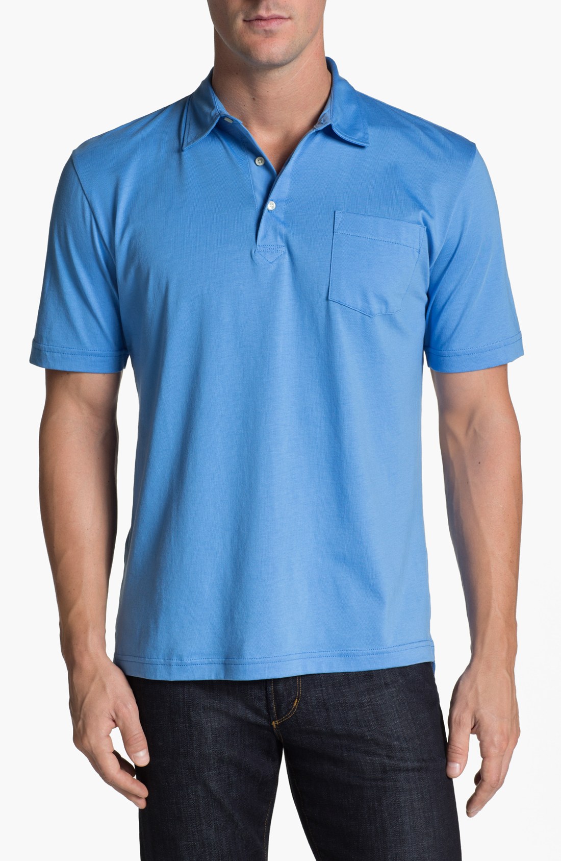 Peter Millar Taylor Fit Vintage Wash Jersey Polo in Blue for Men | Lyst