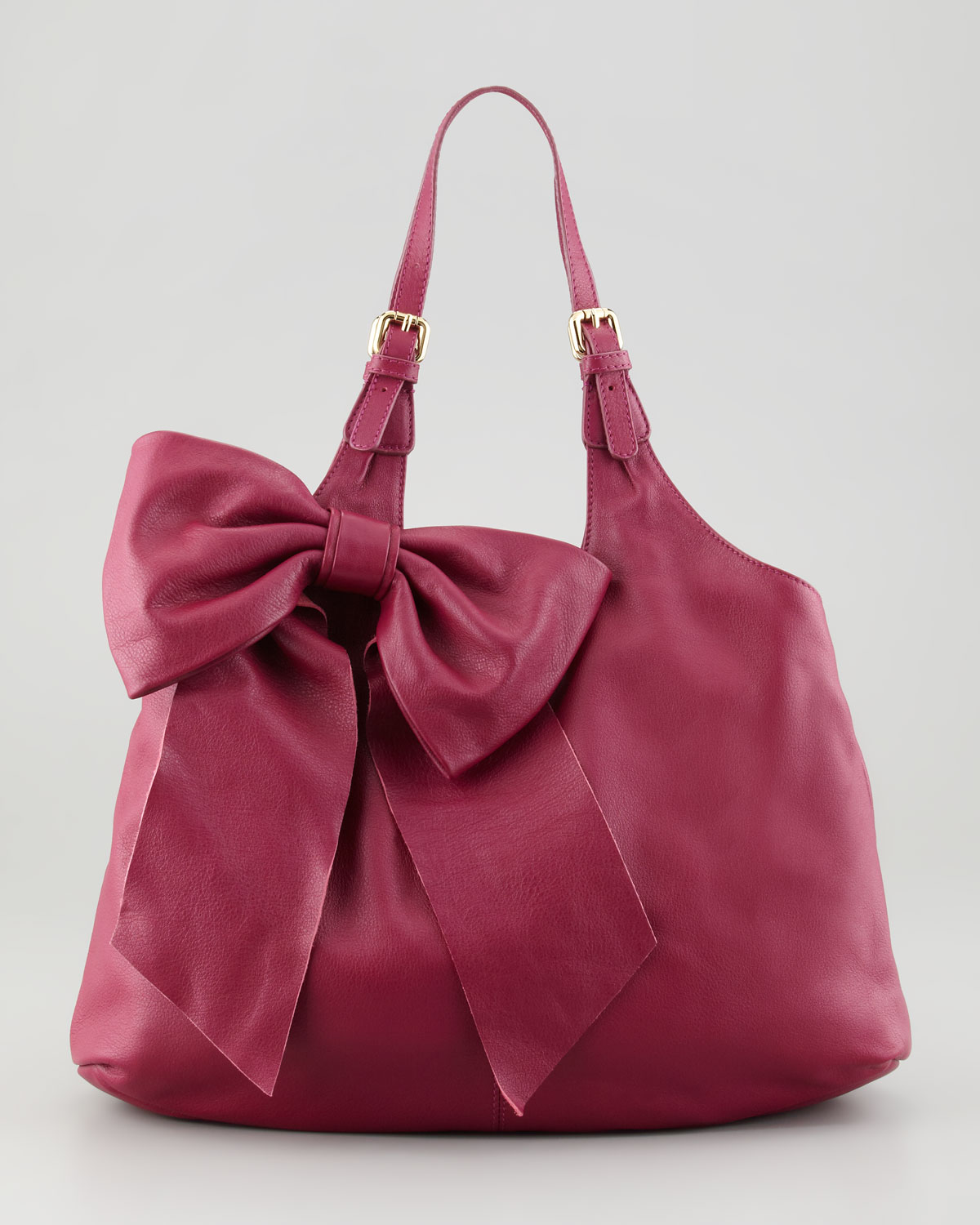 Red valentino Leather Bow Hobo Bag in Purple | Lyst