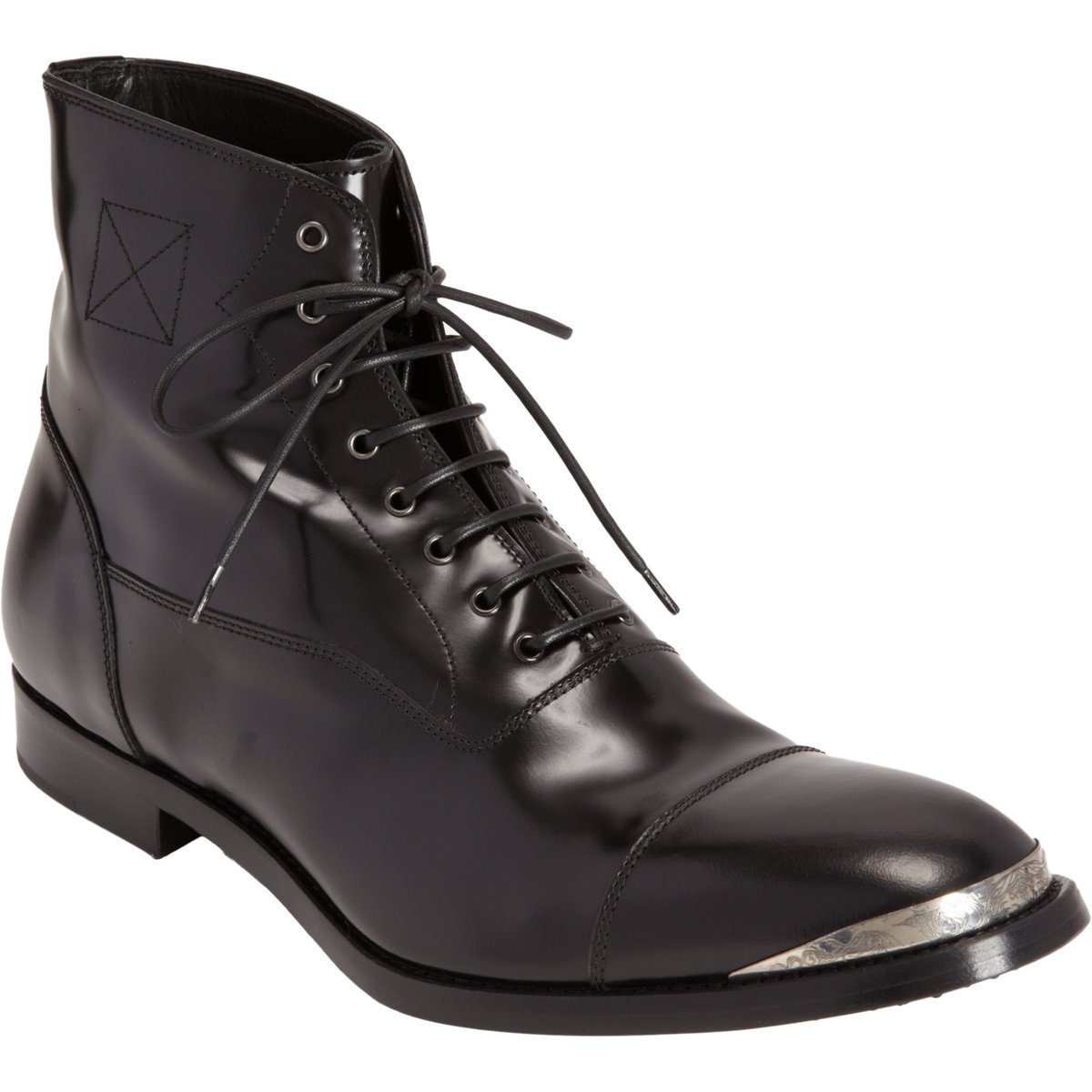 Alexander Mcqueen Metal Tip Cap Toe Boot in Black for Men (gunmetal) | Lyst