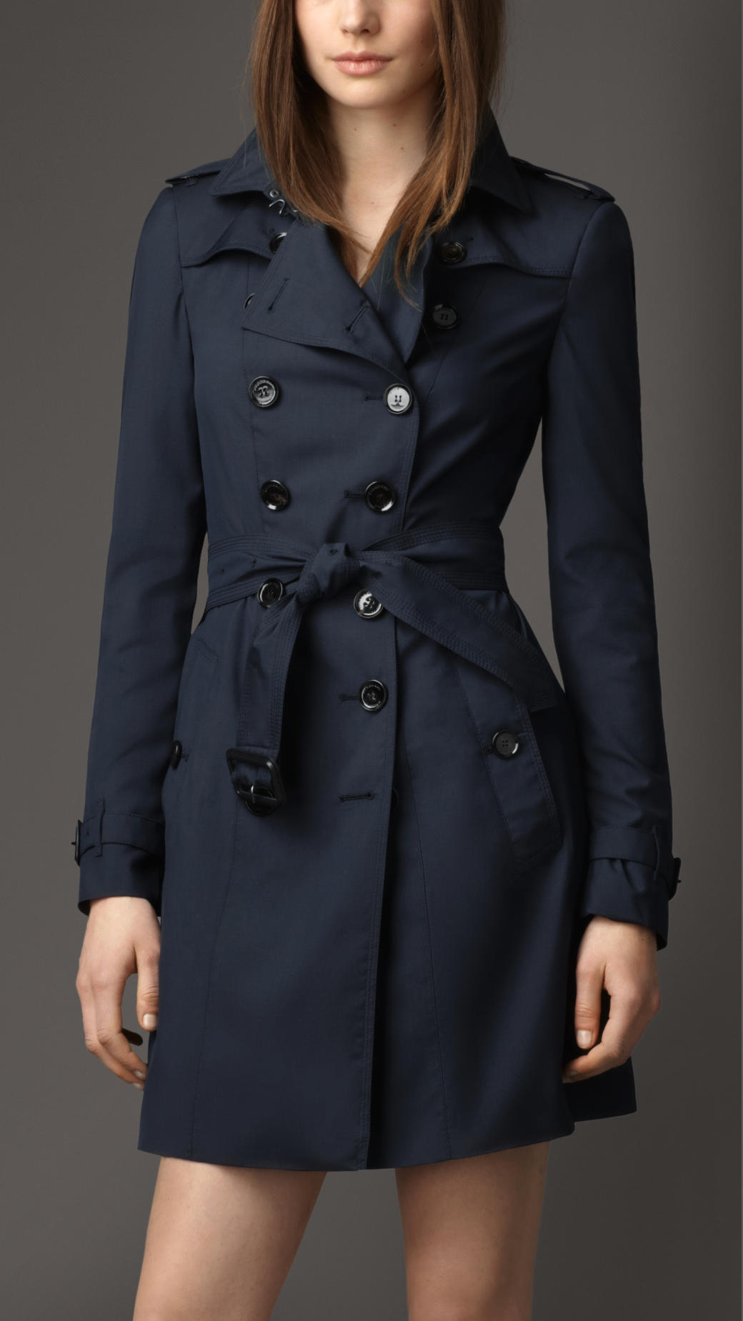 Lyst Burberry Wool Silk Trench Coat in Blue