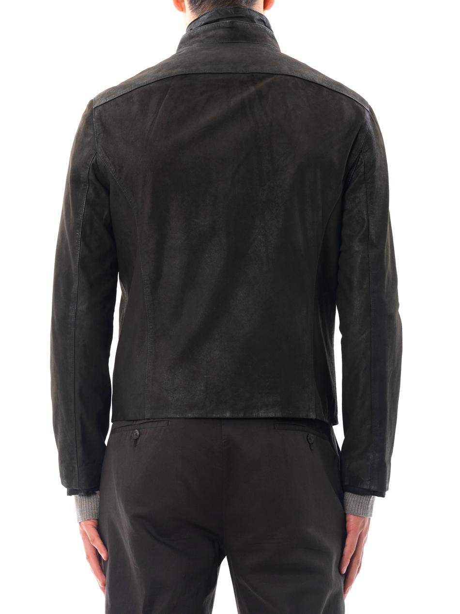 Lyst - John Varvatos Brushed Suede Biker Jacket in Black for Men