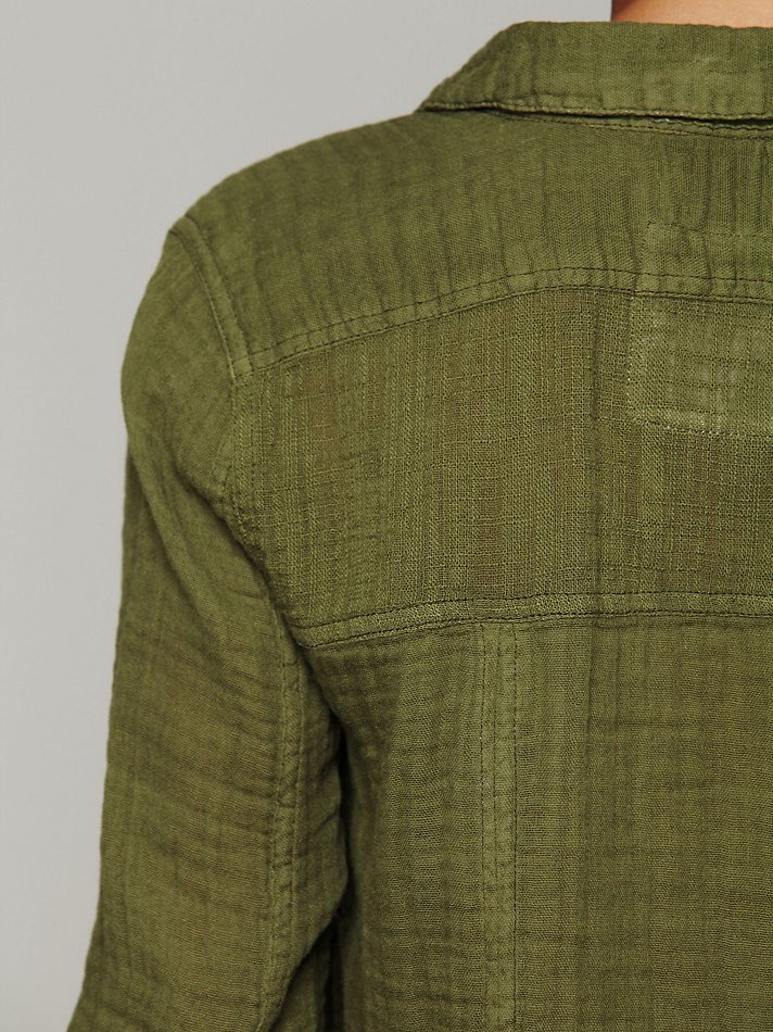 Lyst Free People Solid Gauze Button Down Shirt in Green