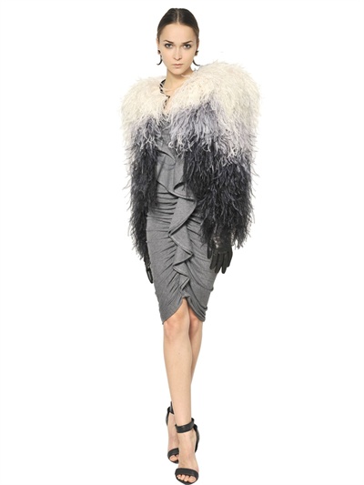 Givenchy Ostrich Feather Bolero Fur Jacket in White | Lyst