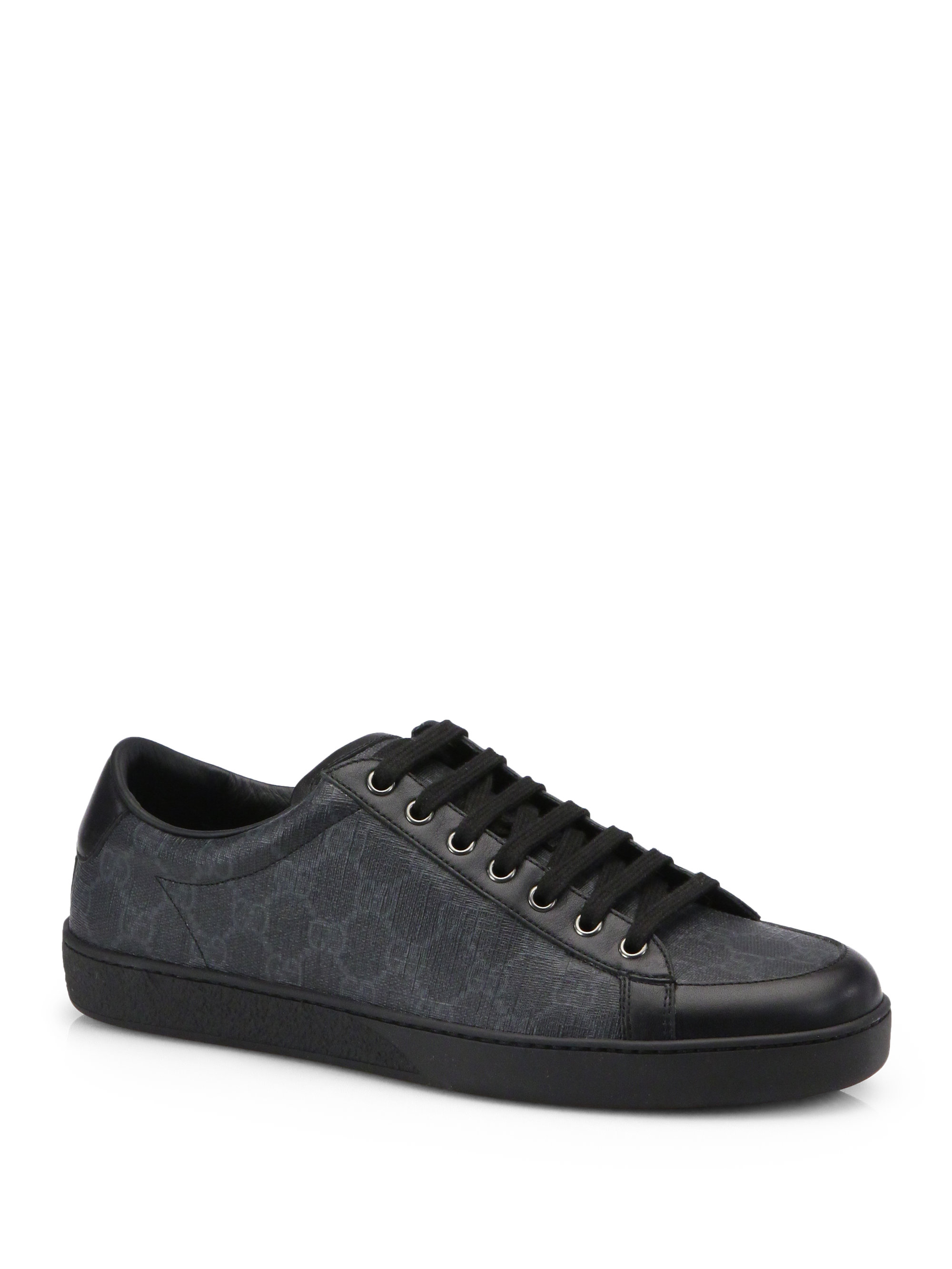 Gucci Brooklyn Gg Lace-Up Sneakers in Black for Men | Lyst