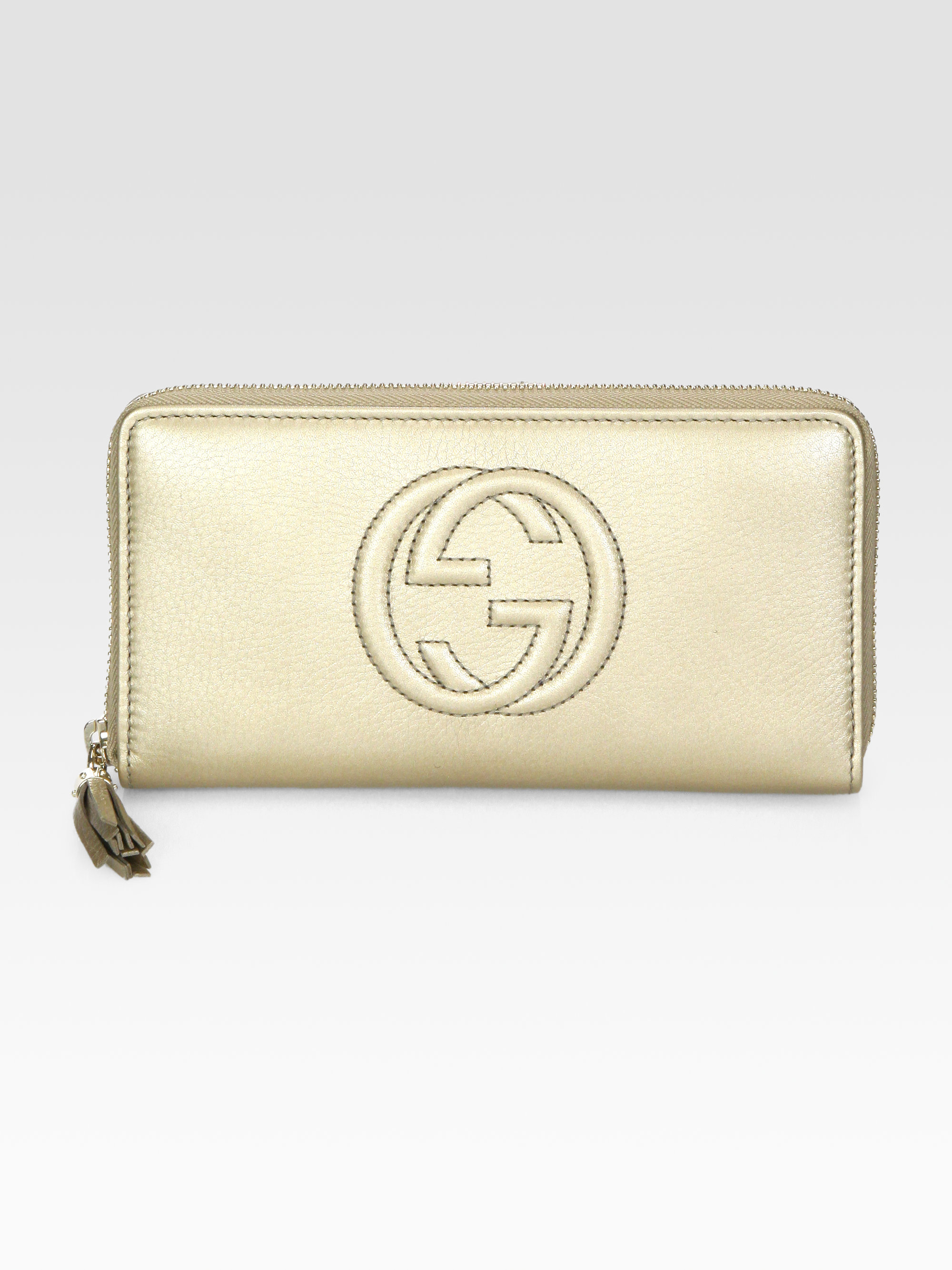 Lyst - Gucci Soho Metallic Leather Zip-around Wallet in Metallic