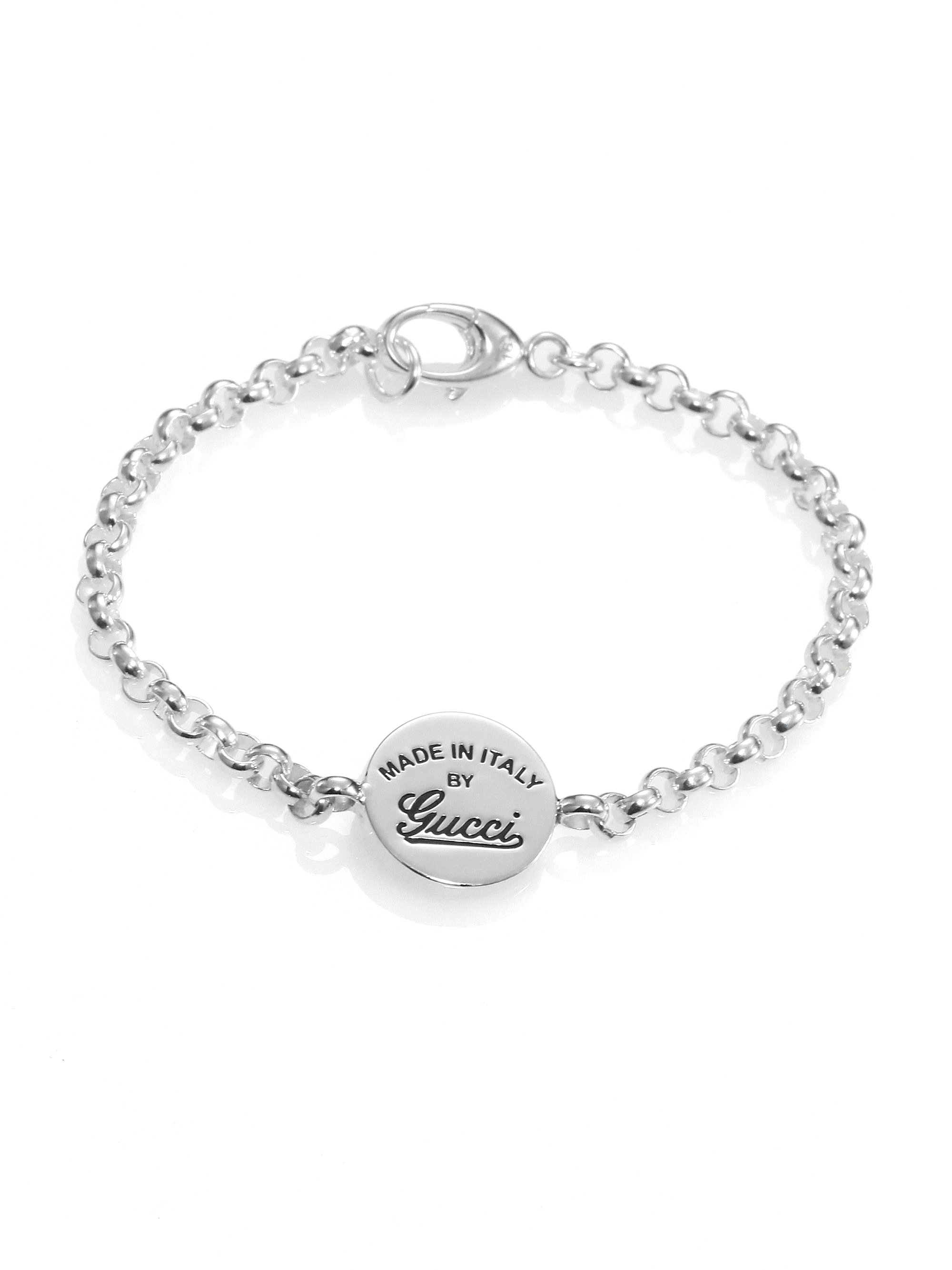 Lyst - Gucci Gg Craft Sterling Silver Signature Chain Bracelet in Metallic