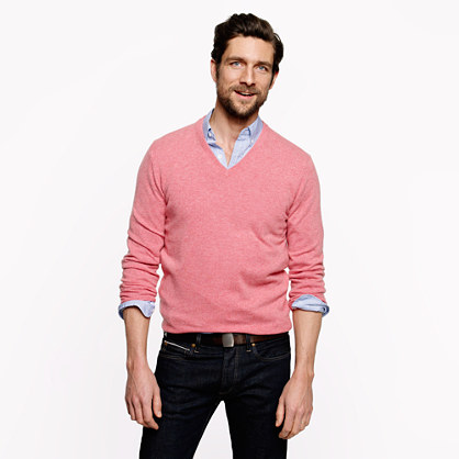 J.crew Italian Cashmere V-neck Sweater in Pink for Men | Lyst