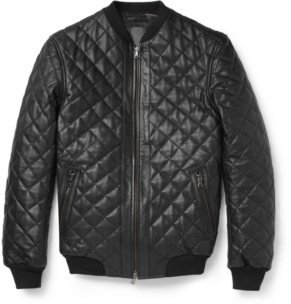 Lyst - Lot78 Quilted Leather Bomber Jacket in Black for Men