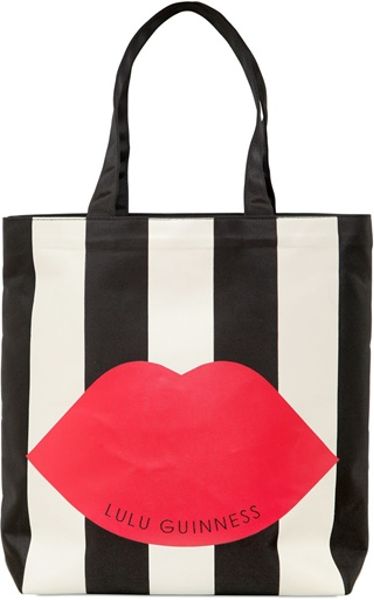 Lulu Guinness Lily Striped Lip Tech Cotton Tote in Multicolor (multi ...