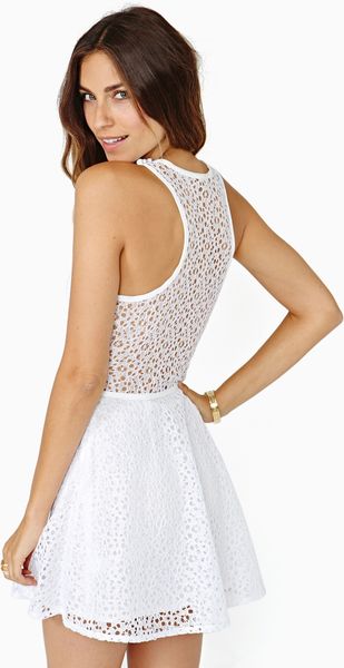 Nasty Gal Alanna Lace Skater Dress in White | Lyst