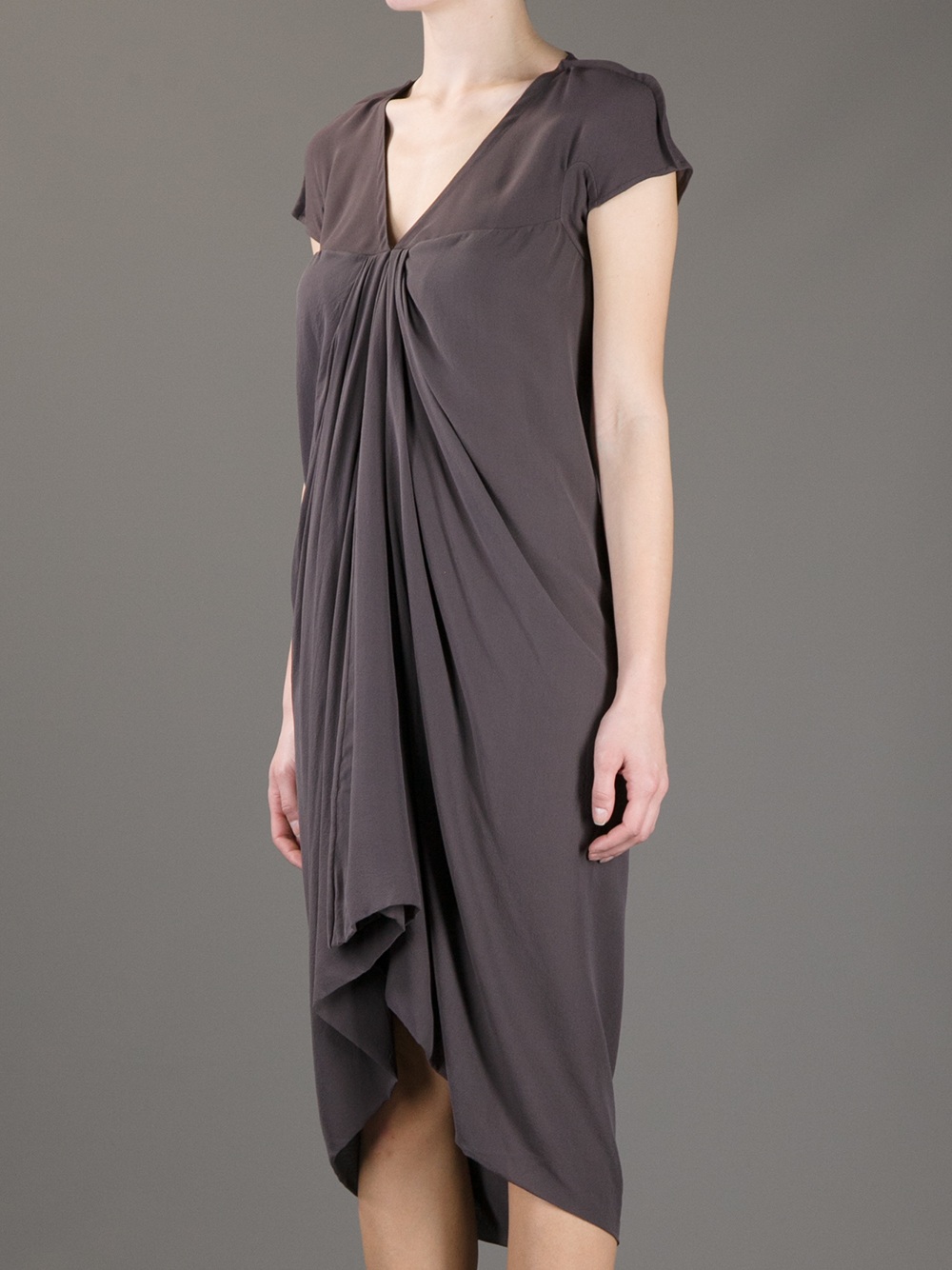 Lyst - Rick owens Pleat Detail Dress in Brown