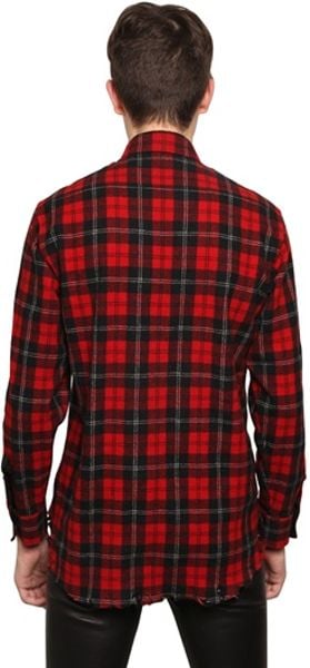 red black check shirt for mens