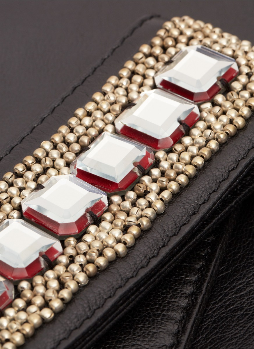 See by chlo Leonie Embellished Strap Large Leather Clutch in ...