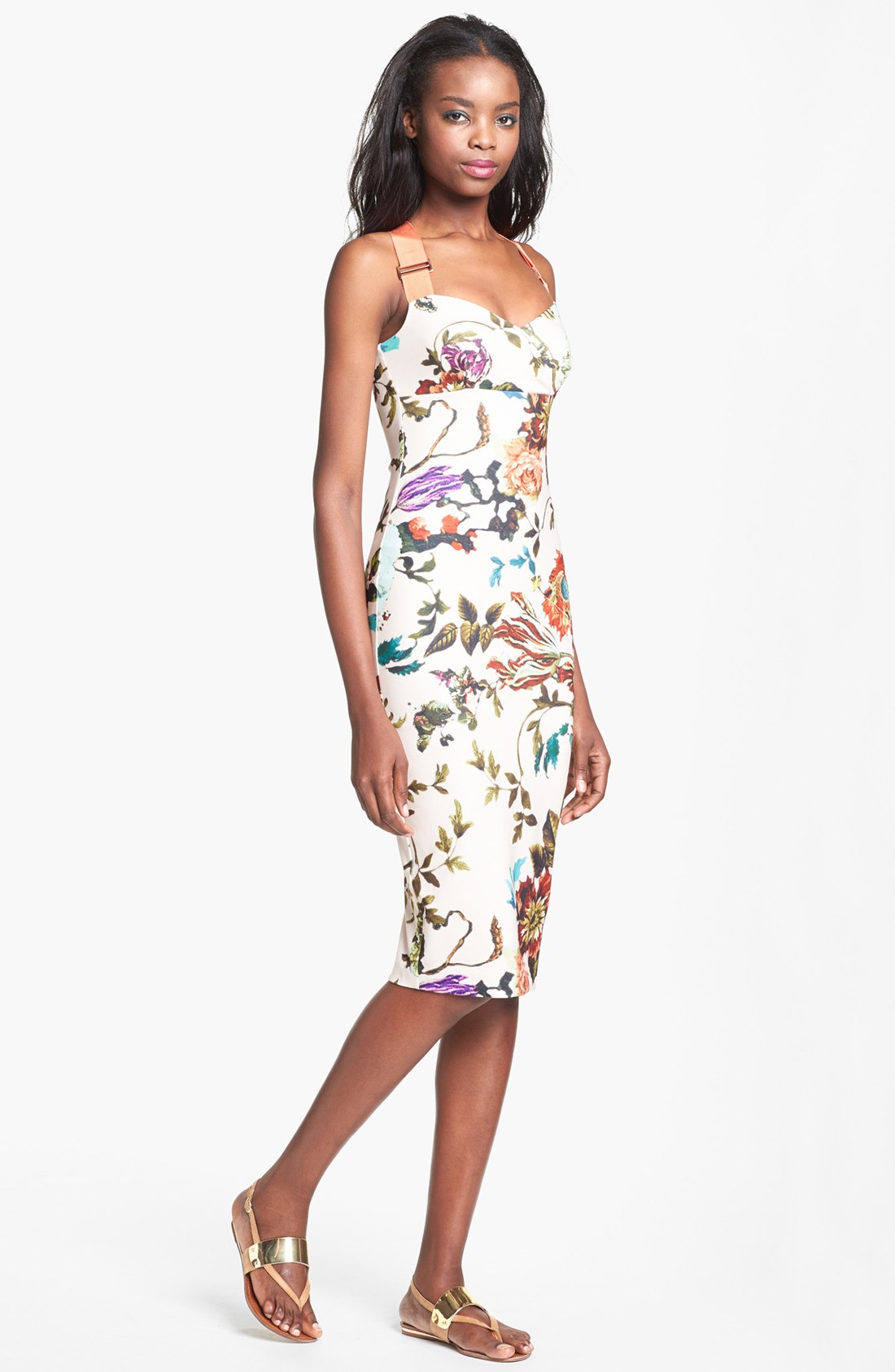 Ted baker Midsummer Floral Stretch Jersey Midi Dress in Floral (natural ...