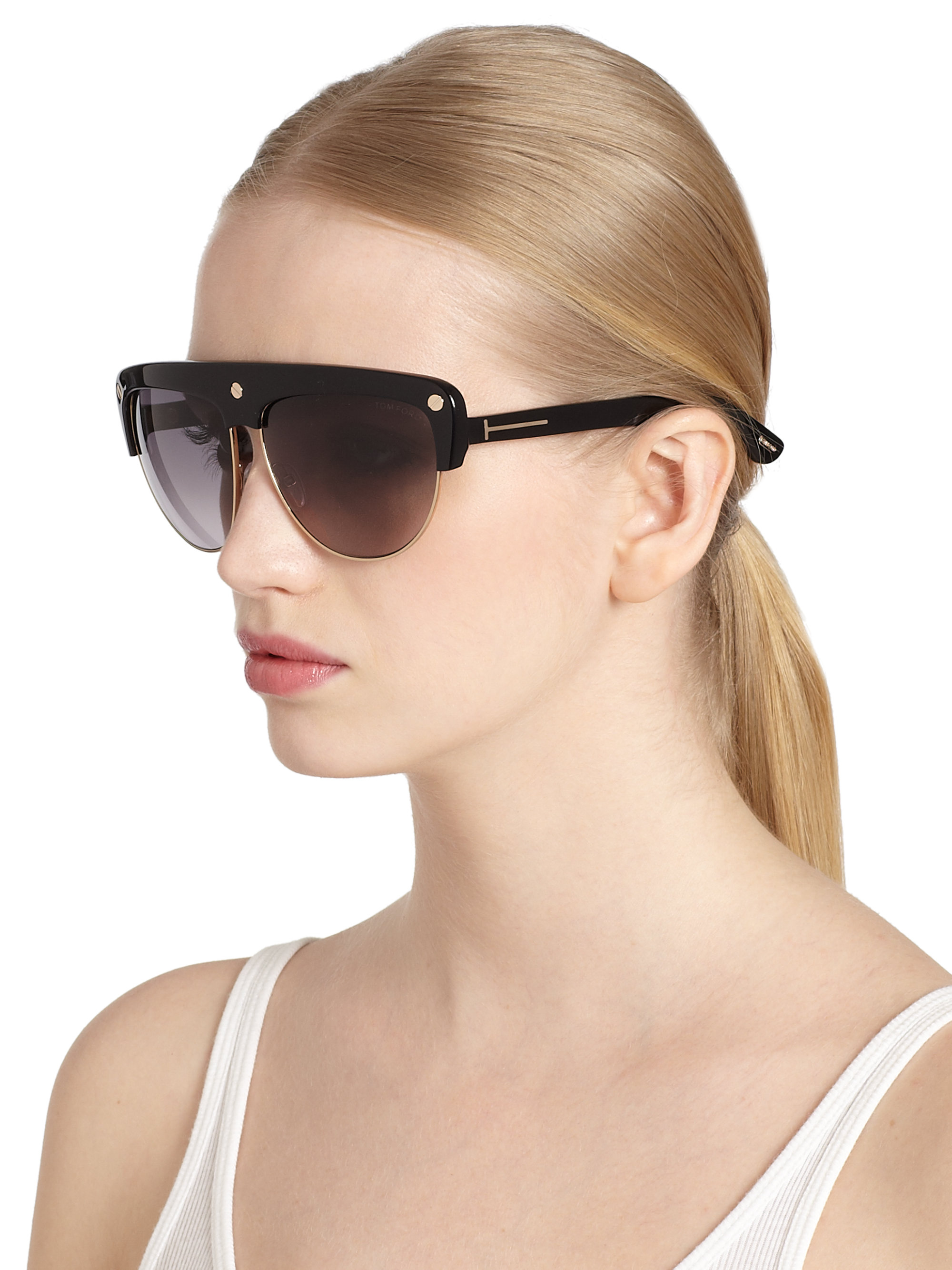 Lyst - Tom Ford Liane Shield Aviator Sunglasses in Black