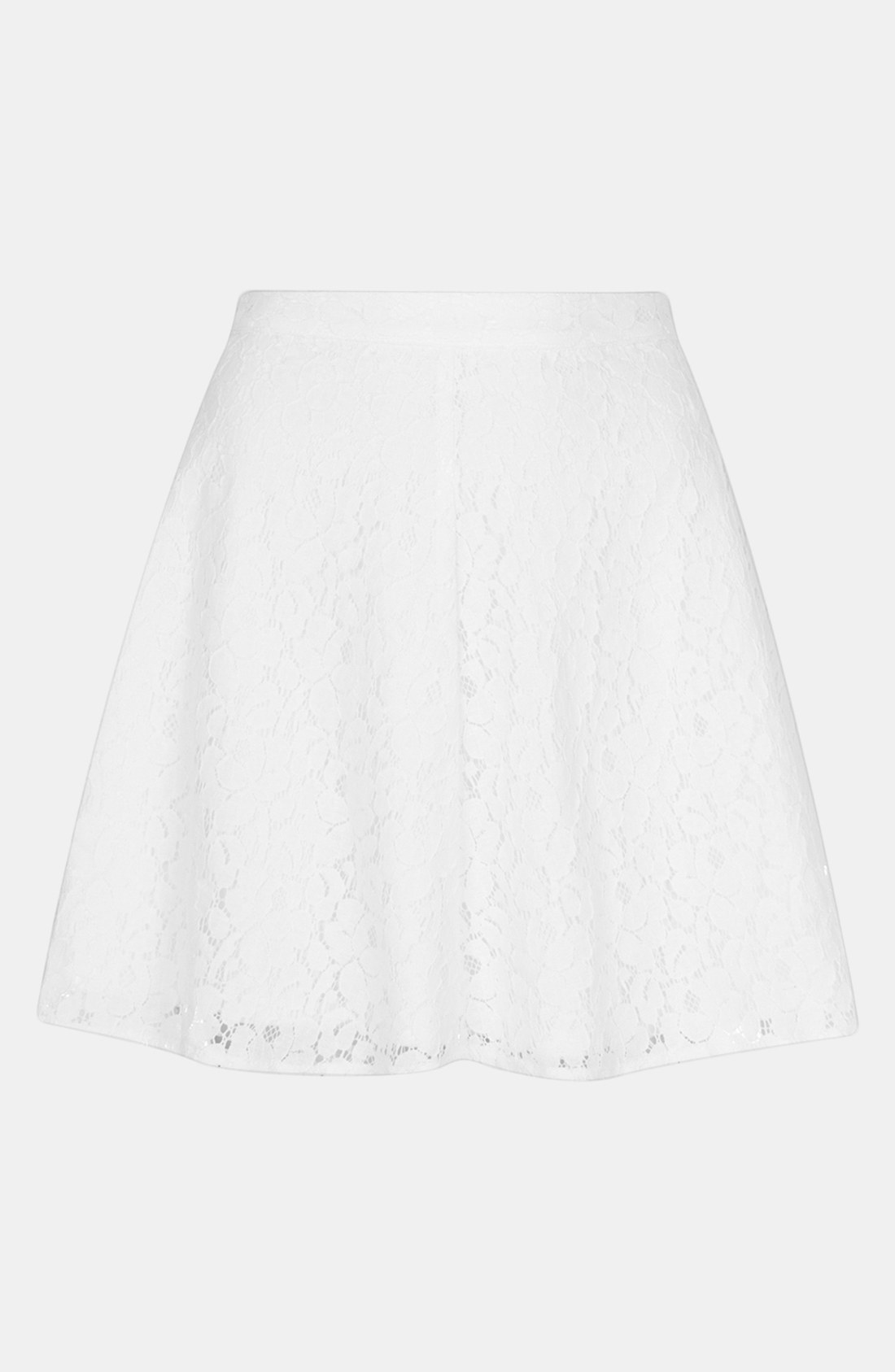 Topshop High Waisted Lace Skater Skirt in White | Lyst