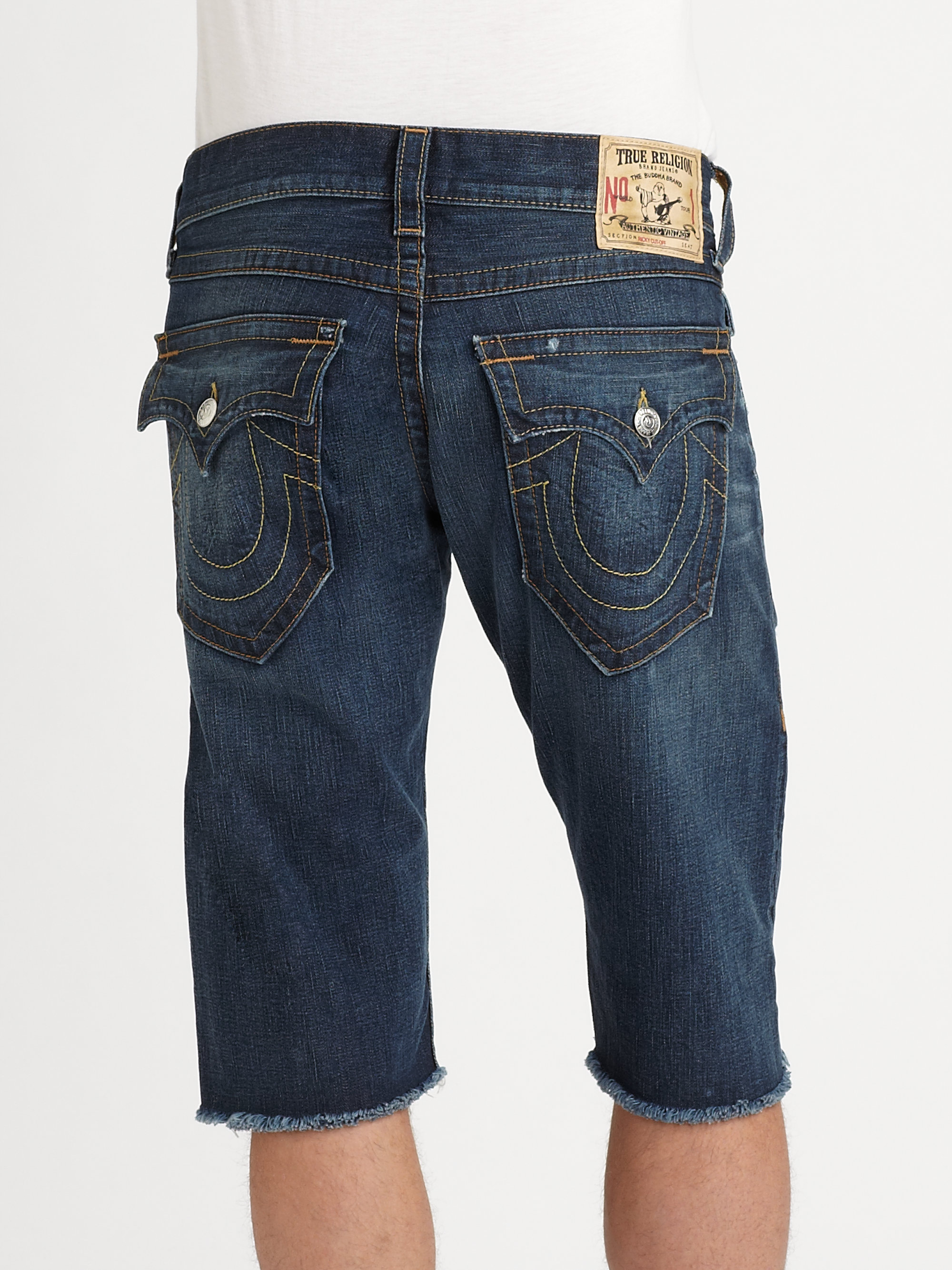 True religion Ricky Cutoff Shorts in Blue for Men | Lyst