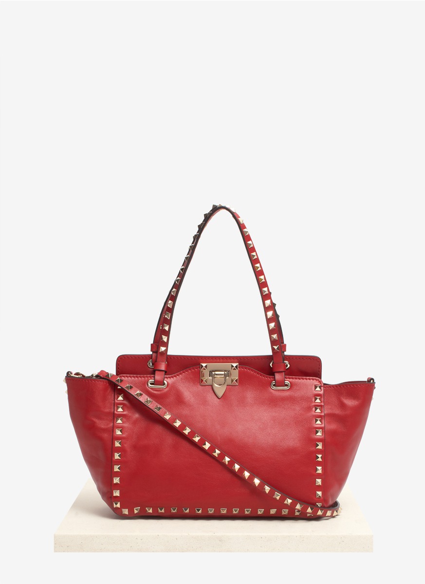 Lyst - Valentino Rockstud Leather Bag in Red